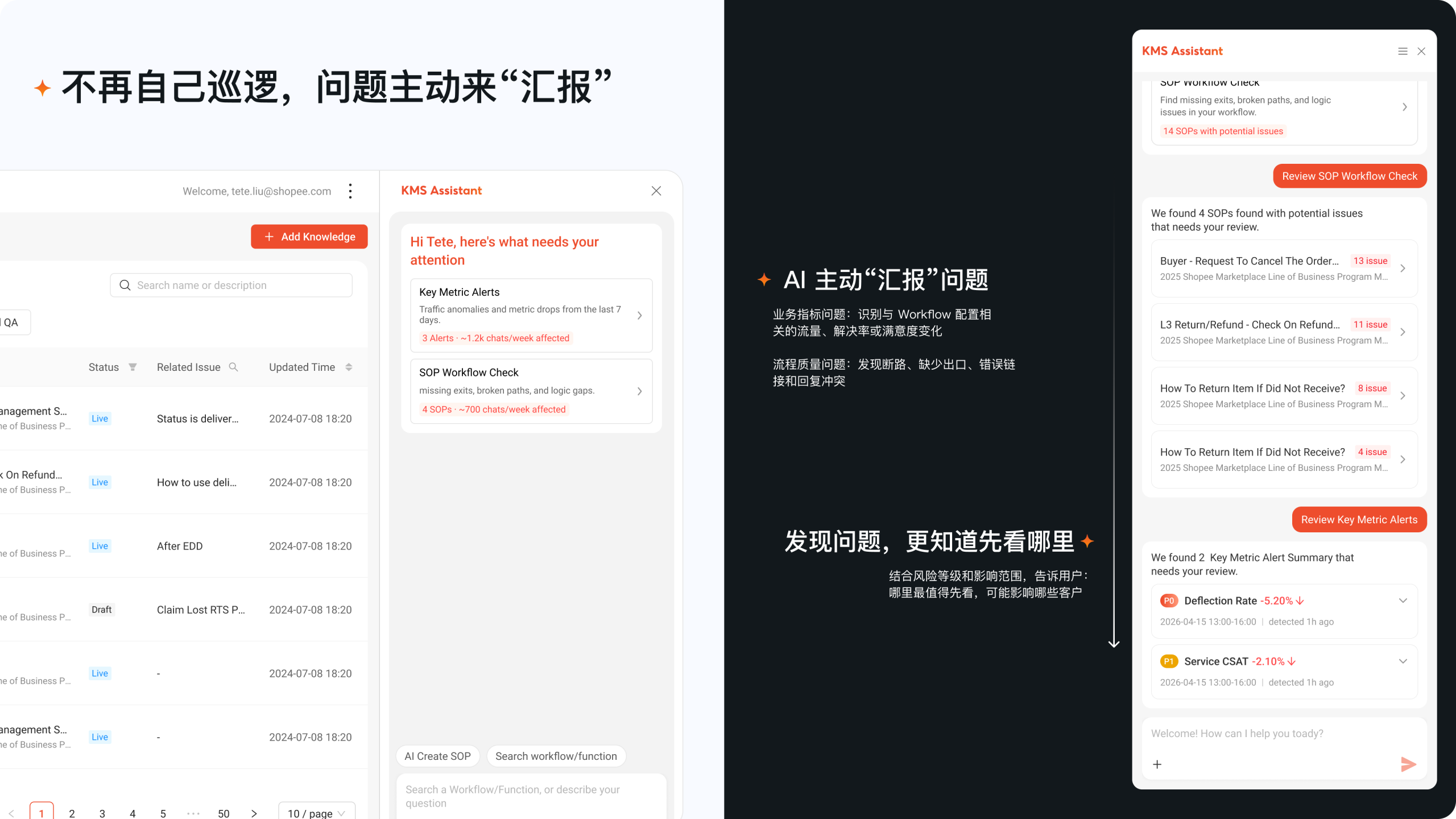更主动：在用户投诉之前发现问题